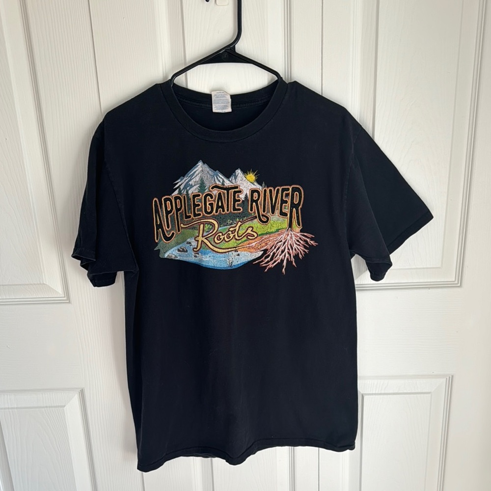 Port and Company Black Tee with Mountain Design